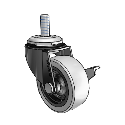 Regent Threaded Stem Black Oxide Swivel Caster with 2 x .8125 Grey Thermoplastic Urethane Wheel and Side Brake