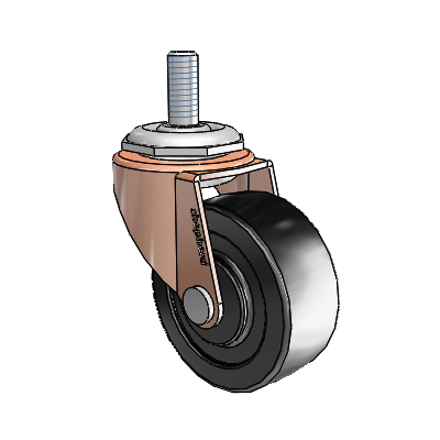 Regent Threaded Stem Copper Oxide Swivel Caster with 2 x .8125 Black Polyolefin Wheel