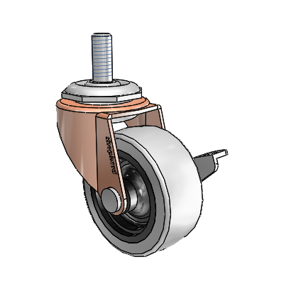 Regent Threaded Stem Copper Oxide Swivel Caster with 2 x .8125 Grey Thermoplastic Urethane Wheel and Side Brake