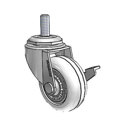 Regent Threaded Stem Polished Nickel Swivel Caster with 2 x .8125 Clear Vipor Wheel and Side Brake
