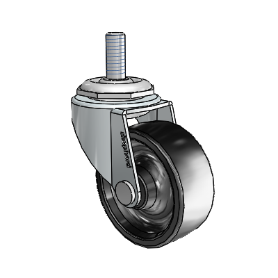 Regent Threaded Stem Zinc Swivel Caster with 2 x .8125 Black Polyolefin Wheel