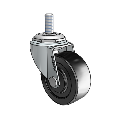 Regent Threaded Stem Zinc Swivel Caster with 2 x .8125 Black Polyolefin Wheel