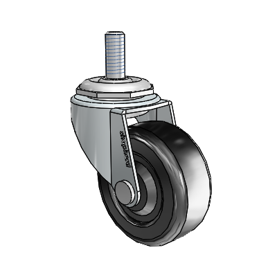 Regent Threaded Stem Zinc Swivel Caster with 2 x .8125 Black Soft Rubber Wheel