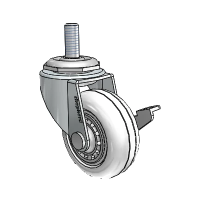 Regent Threaded Stem Zinc Swivel Caster with 2 x .8125 Clear Vipor Wheel and Side Brake