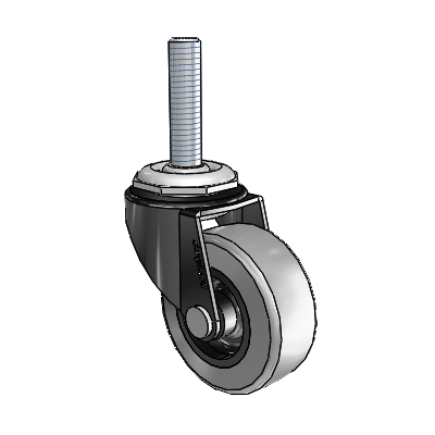Regent Threaded Stem Black Oxide Swivel Caster with 2 x .8125 Grey Thermoplastic Rubber Wheel