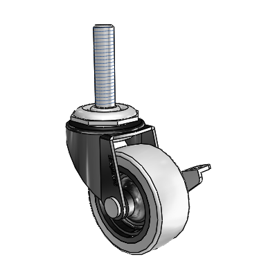 Regent Threaded Stem Black Oxide Swivel Caster with 2 x .8125 Grey Thermoplastic Urethane Wheel and Side Brake