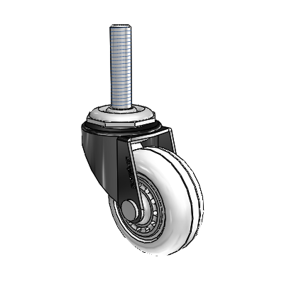 Regent Threaded Stem Black Oxide Swivel Caster with 2 x .8125 Clear Vipor Wheel