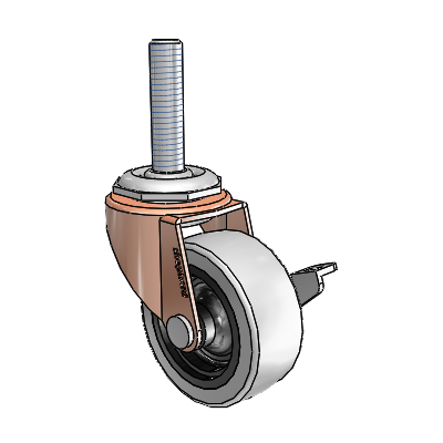Regent Threaded Stem Copper Oxide Swivel Caster with 2 x .8125 Grey Thermoplastic Urethane Wheel and Side Brake