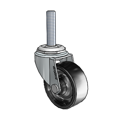 Regent Threaded Stem Zinc Swivel Caster with 2 x .8125 Black Polyolefin Wheel