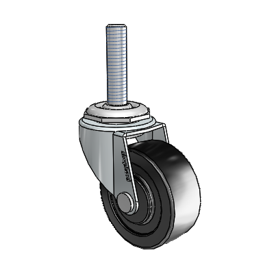 Regent Threaded Stem Zinc Swivel Caster with 2 x .8125 Black Polyolefin Wheel