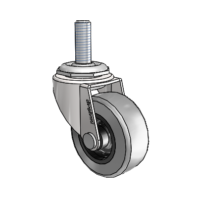 Regent Threaded Stem Bright Chrome Swivel Caster with 2 x .8125 Grey Thermoplastic Rubber Wheel