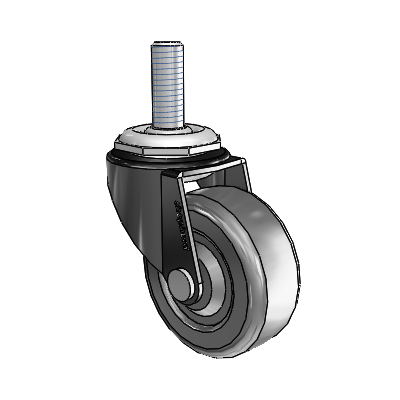 Regent Threaded Stem Black Oxide Swivel Caster with 2 x .8125 Hard Rubber Wheel