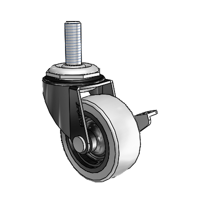 Regent Threaded Stem Black Oxide Swivel Caster with 2 x .8125 Grey Thermoplastic Urethane Wheel and Side Brake