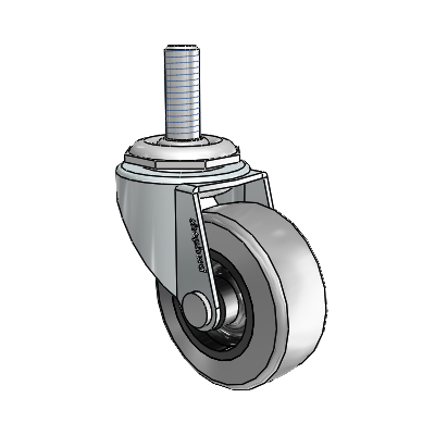 Regent Threaded Stem Zinc Swivel Caster with 2 x .8125 Grey Thermoplastic Rubber Wheel