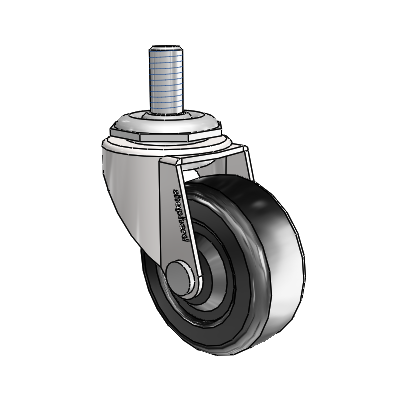 Regent Threaded Stem Bright Chrome Swivel Caster with 2 x .8125 Black Soft Rubber Wheel