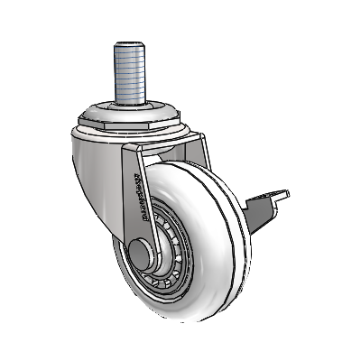 Regent Threaded Stem Bright Chrome Swivel Caster with 2 x .8125 Clear Vipor Wheel and Side Brake