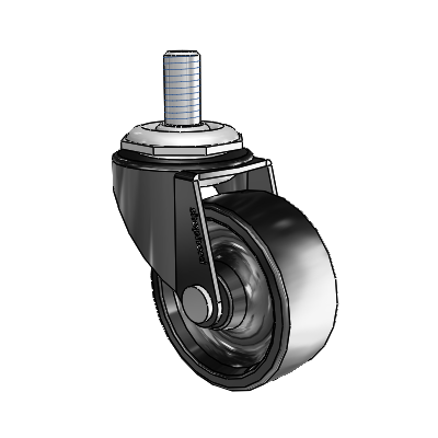 Regent Threaded Stem Black Oxide Swivel Caster with 2 x .8125 Polyolefin Wheel