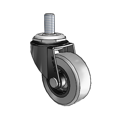 Regent Threaded Stem Black Oxide Swivel Caster with 2 x .8125 Grey Thermoplastic Rubber Wheel
