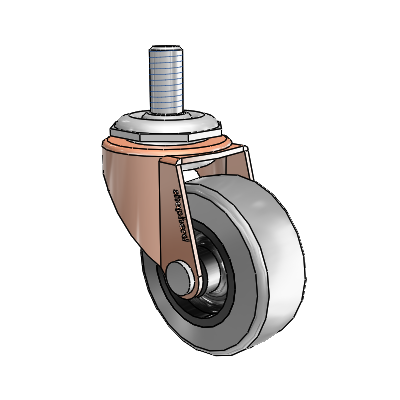 Regent Threaded Stem Copper Oxide Swivel Caster with 2 x .8125 Grey Thermoplastic Rubber Wheel