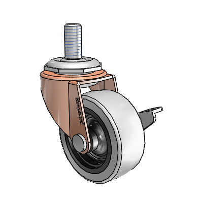 Regent Threaded Stem Copper Oxide Swivel Caster with 2 x .8125 Grey Thermoplastic Urethane Wheel and Side Brake