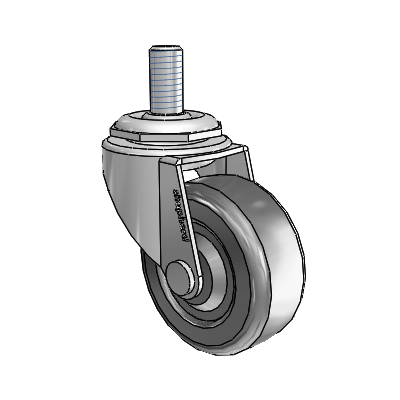 Regent Threaded Stem Polished Nickel Swivel Caster with 2 x .8125 Black Hard Rubber Wheel