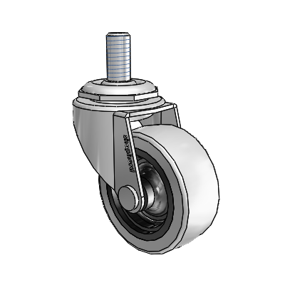 Regent Threaded Stem Polished Nickel Swivel Caster with 2 x .8125 Grey Thermoplastic Urethane Wheel