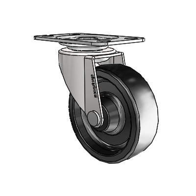 Regent Top Plate Bright Chrome Swivel Caster with 2.5 x .8125 Black Polyolefin Wheel