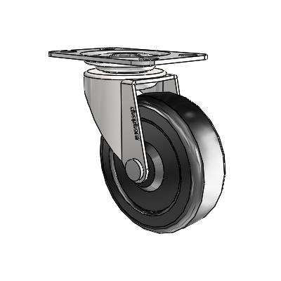 Regent Top Plate Bright Chrome Swivel Caster with 2.5 x .8125 Black Hard Rubber Wheel