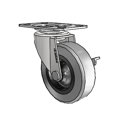 Regent Top Plate Bright Chrome Swivel Caster with 2.5 x .8125 Grey Thermoplastic Rubber Wheel and Side Brake
