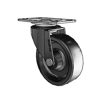 Roulette pivotante Regent à plaque supérieure oxydée noire, avec roue en polyoléfine de 2,5 x 0,8125
