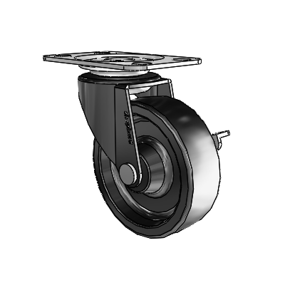 Regent Top Plate Black Oxide Swivel Caster with 2.5 x .8125 Polyolefin Wheel and Side Brake