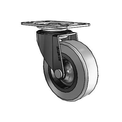 Roulette pivotante Regent à plaque supérieure oxydée noire, équipée d'une roue en caoutchouc thermoplastique gris de 2,5 x 0,8125