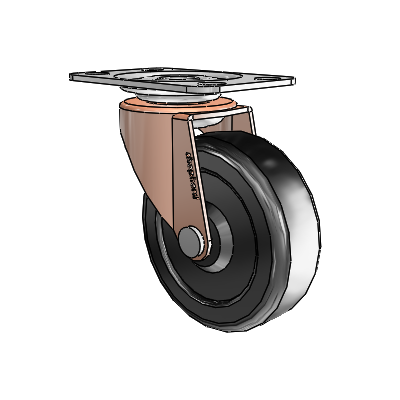 Regent Top Plate Copper Oxide Swivel Caster with 2.5 x .8125 Black Hard Rubber Wheel