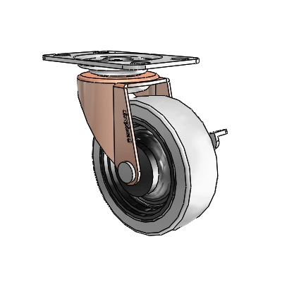 Regent Top Plate Copper Oxide Swivel Caster with 2.5 x .8125 Grey Thermoplastic Urethane Wheel and Side Brake