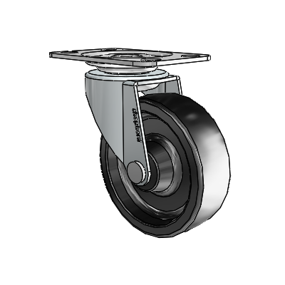 Regent Top Plate Zinc Swivel Caster with 2.5 x .8125 Black Polyolefin Wheel