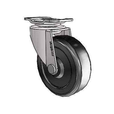 Regent Top Plate Bright Chrome Swivel Caster with 2.5 x .8125 Black Hard Rubber Wheel