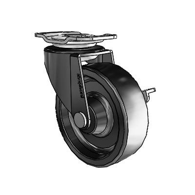 Regent Top Plate Black Oxide Swivel Caster with 2.5 x .8125 Polyolefin Wheel and Side Brake