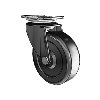 Regent Top Plate Black Oxide Swivel Caster with 2.5 x .8125 Hard Rubber Wheel