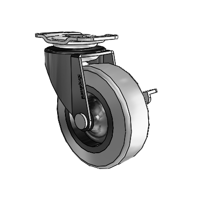 Regent Top Plate Black Oxide Swivel Caster with 2.5 x .8125 Grey Thermoplastic Rubber Wheel and Side Brake