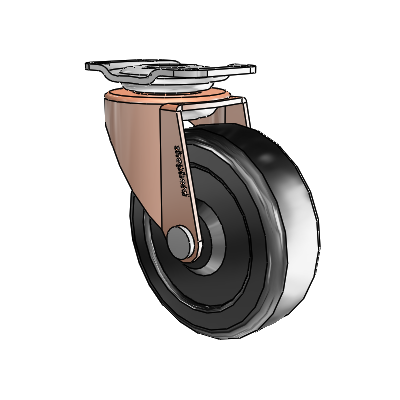 Regent Top Plate Copper Oxide Swivel Caster with 2.5 x .8125 Black Hard Rubber Wheel
