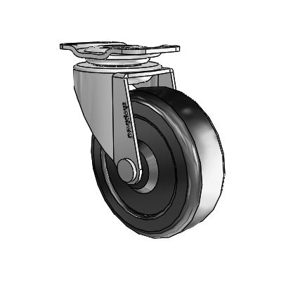 Regent Top Plate Polished Nickel Swivel Caster with 2.5 x .8125 Black Soft Rubber Wheel