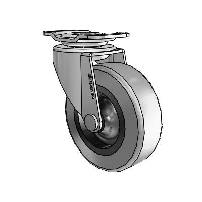 Regent Top Plate Polished Nickel Swivel Caster with 2.5 x .8125 Grey Thermoplastic Rubber Wheel