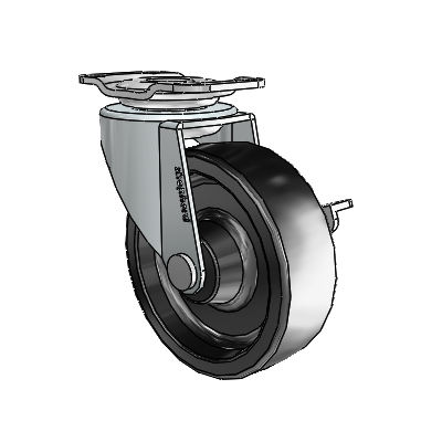 Regent Top Plate Zinc Swivel Caster with 2.5 x .8125 Black Polyolefin Wheel and Side Brake