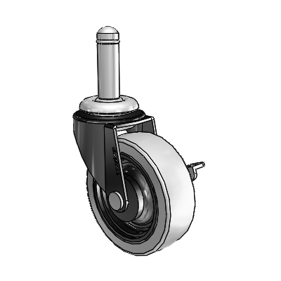 Regent Grip Ring Black Oxide Swivel Caster with 2.5 x .8125 Grey Thermoplastic Urethane Wheel and Side Brake