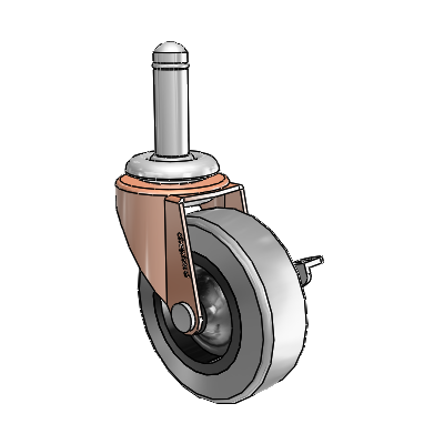 Regent Grip Ring Copper Oxide Swivel Caster with 2.5 x .8125 Grey Thermoplastic Rubber Wheel and Side Brake