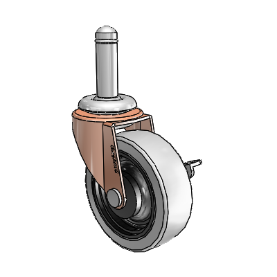 Regent Grip Ring Copper Oxide Swivel Caster with 2.5 x .8125 Grey Thermoplastic Urethane Wheel and Side Brake