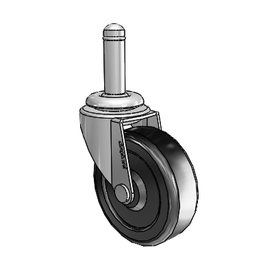Regent Grip Ring Polished Nickel Swivel Caster with 2.5 x .8125 Black Hard Rubber Wheel
