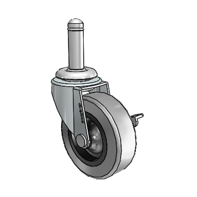 Regent Grip Ring Zinc Swivel Caster with 2.5 x .8125 Grey Thermoplastic Rubber Wheel and Side Brake