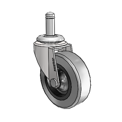 Regent Grip Ring Bright Chrome Swivel Caster with 2.5 x .8125 Grey Thermoplastic Rubber Wheel