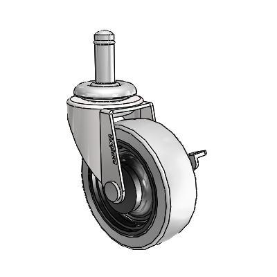 Regent Grip Ring Bright Chrome Swivel Caster with 2.5 x .8125 Grey Thermoplastic Urethane Wheel and Side Brake